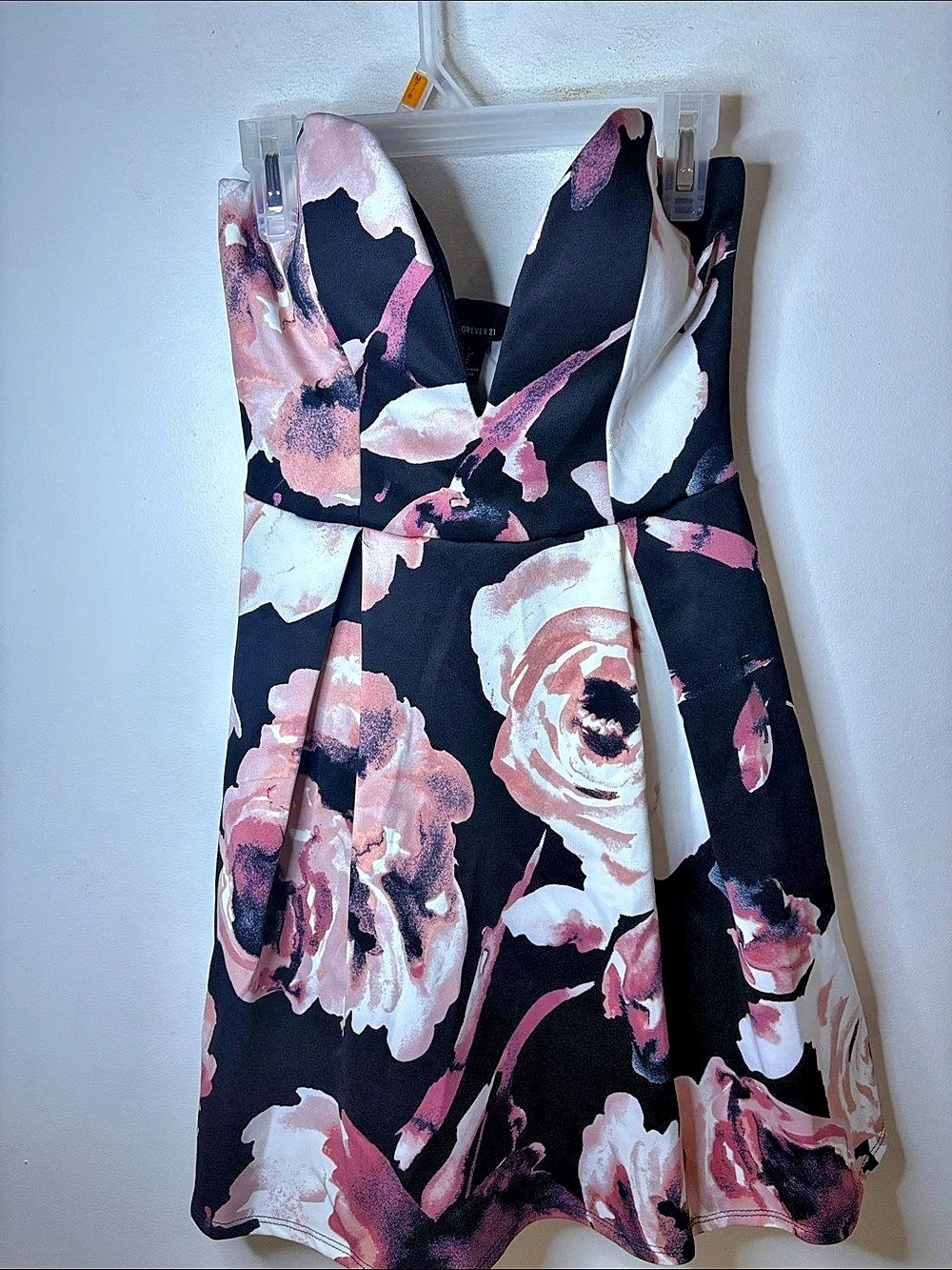 Forever 21 Floral Midi Dress in Black & Pink